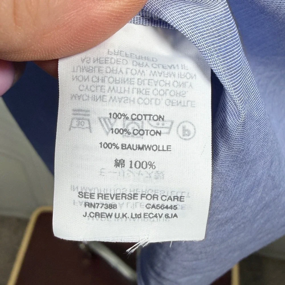J.Crew Ludlow Mens Large Dress Shirt Light Blue 120's 2-Ply Cotton Long Sleeve